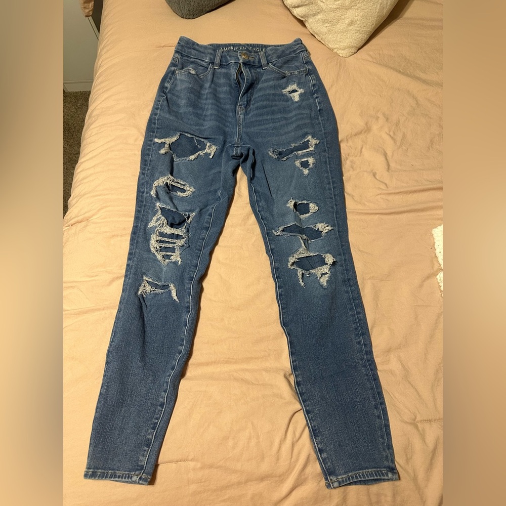 American Eagle Outfitters Ripped Blue Skinny Jeans